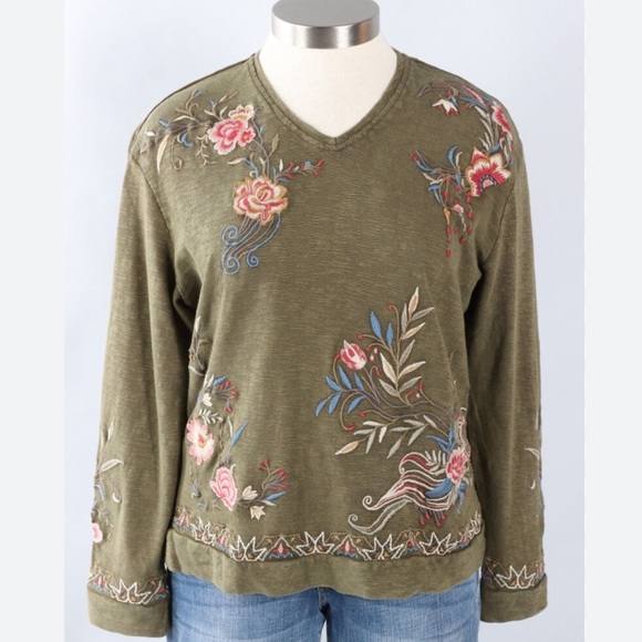 Charlie Shale Sweatshirt, Green Floral - Picture 1 of 3